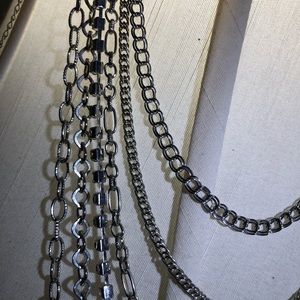 Multi string fashion silver necklace